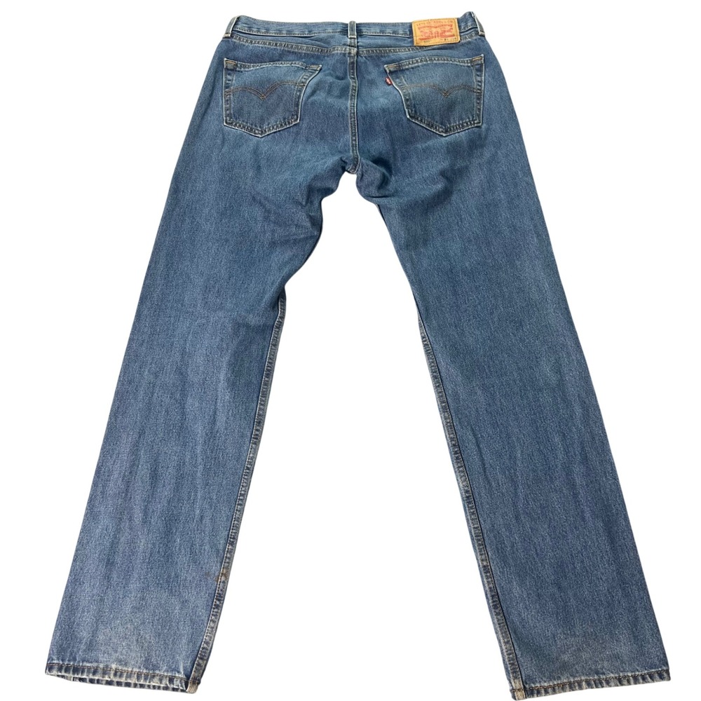 Levis 505 Regular Fit Straight Leg Jeans Mens 34x34 Medium Wash Blue Denim - Picture 6 of 7